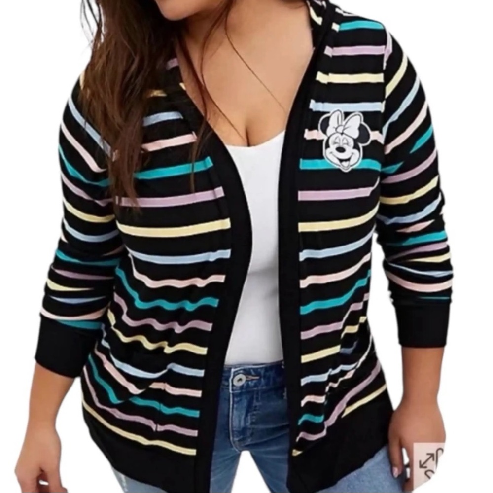 Minnie Mouse Multicolor Striped Cardigan with Character Patch